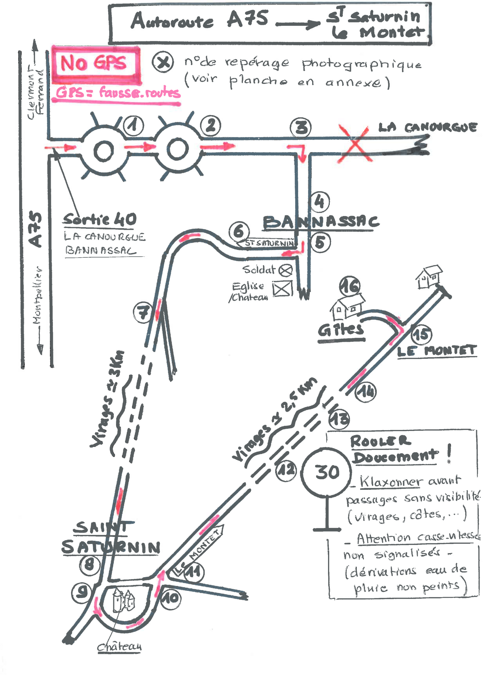 plan accès gîte le montet